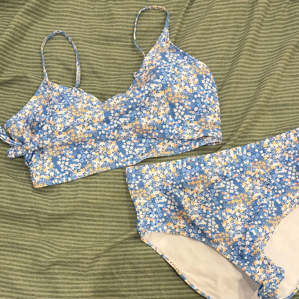 Floral Blue and Yellow Bikini Set